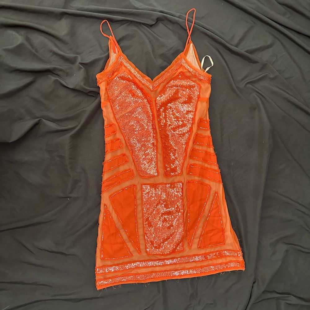 Orange Beaded Dress